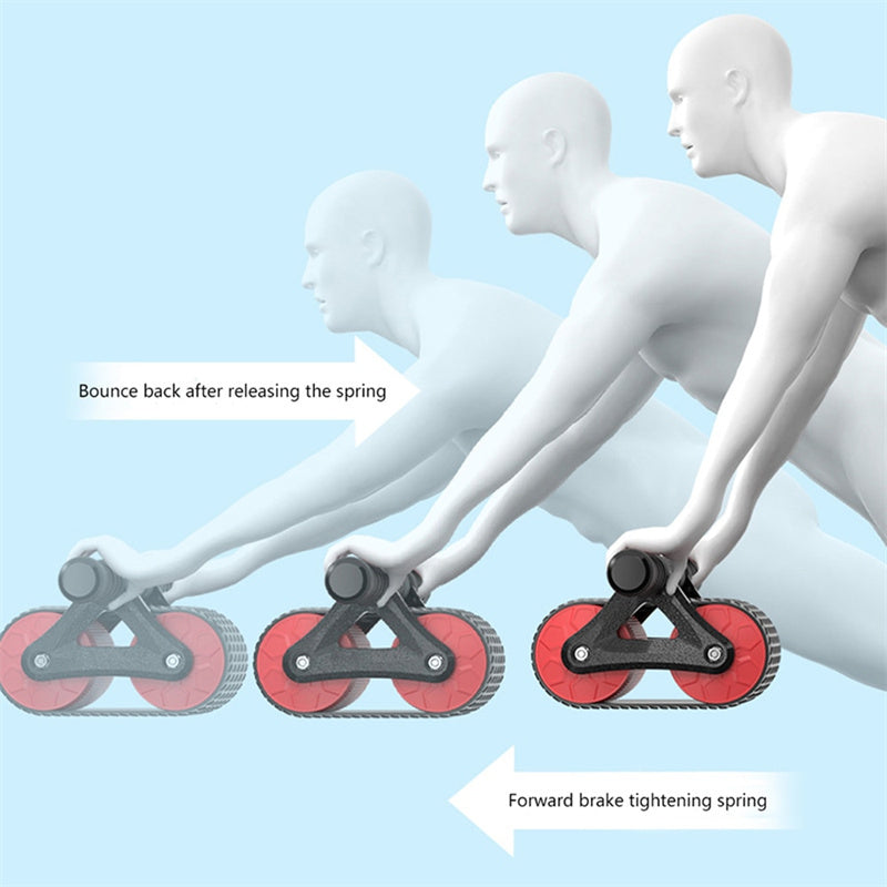 Double Wheel Abdominal Exerciser with Automatic Rebound