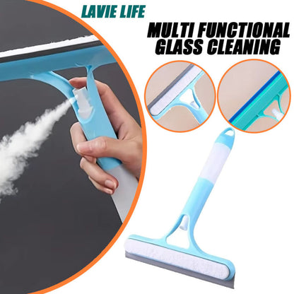 Multi-function Mirror and Window Squeegee with Built-in Spray Bottle