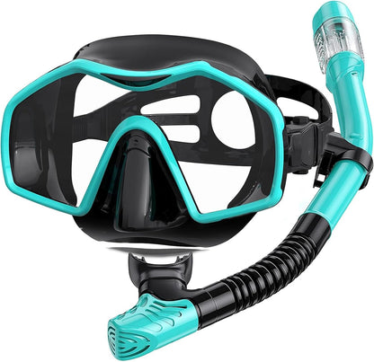 Snorkeling Gear for Adults,Snorkel Mask Adult Dry Snorkel Set Panoramic View Anti-Fog Scuba Diving Mask for Snorkeling Swimming Travel,Snorkel Kit Diving Packages with Carry Bag