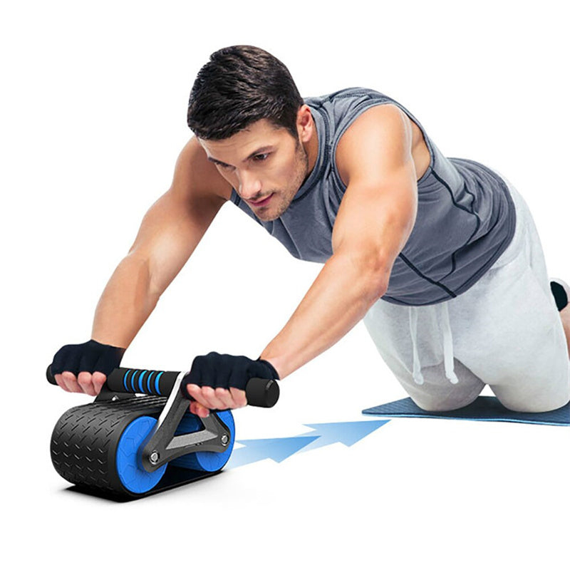 Double Wheel Abdominal Exerciser with Automatic Rebound