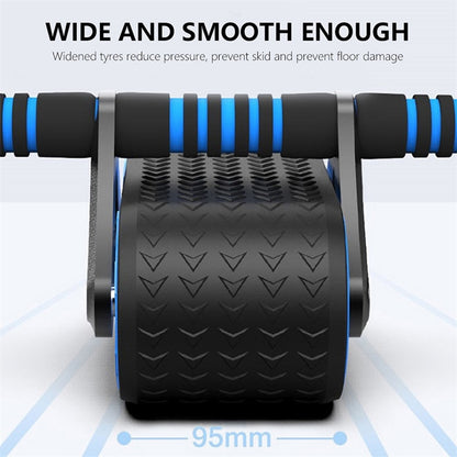 Double Wheel Abdominal Exerciser with Automatic Rebound