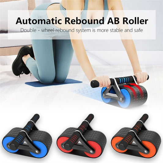 Double Wheel Abdominal Exerciser with Automatic Rebound